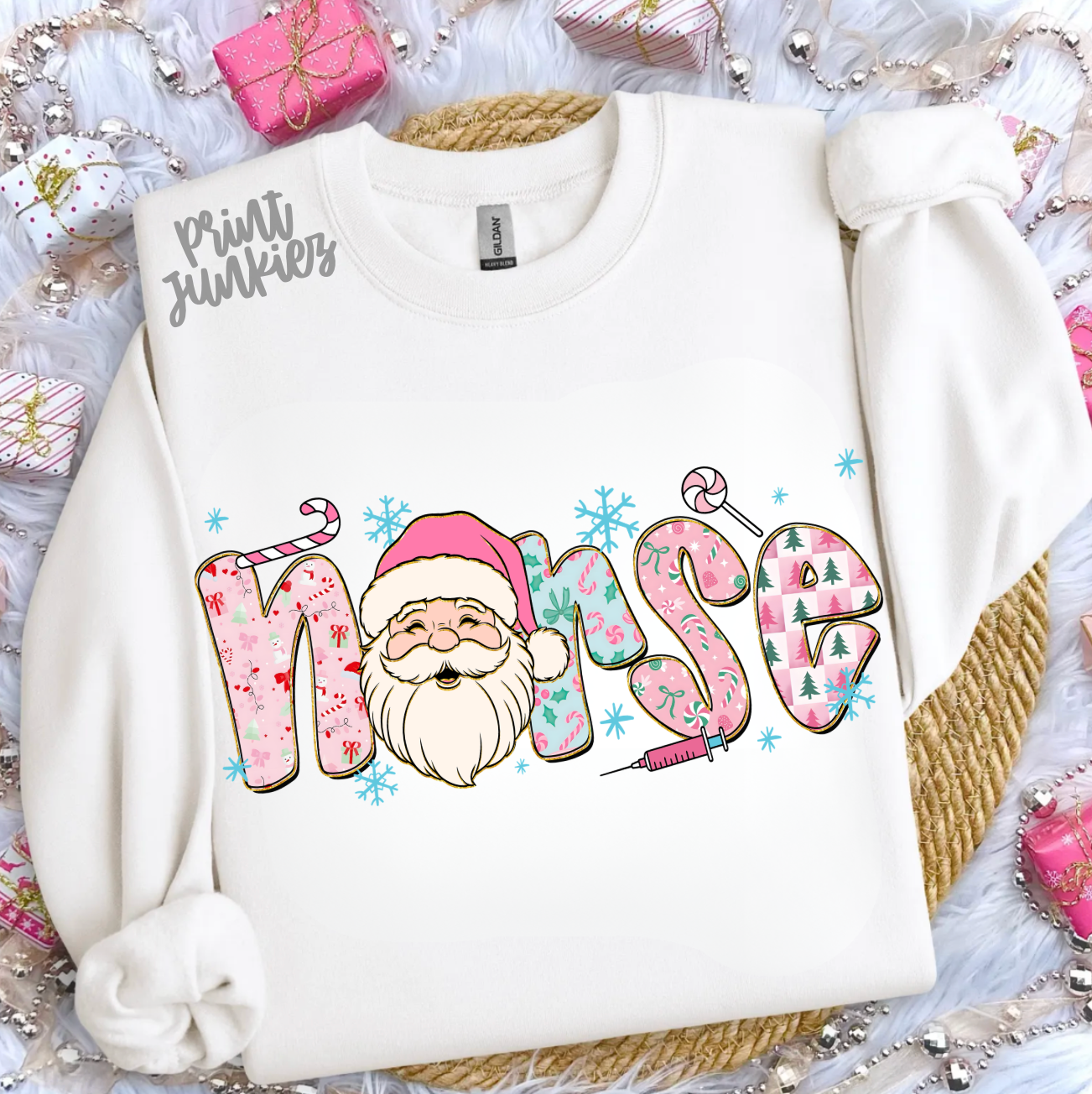 Nurse Pink Blue Preppy Christmas - DTF