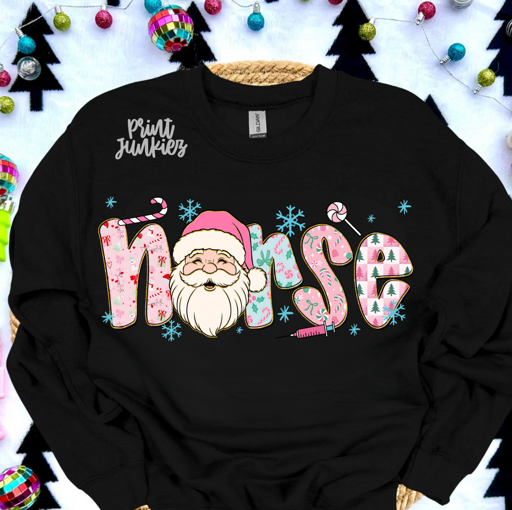 Nurse Pink Blue Preppy Christmas - DTF