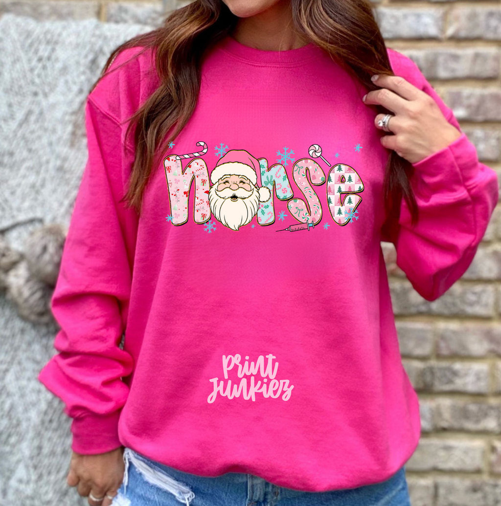 Nurse Pink Blue Preppy Christmas - DTF