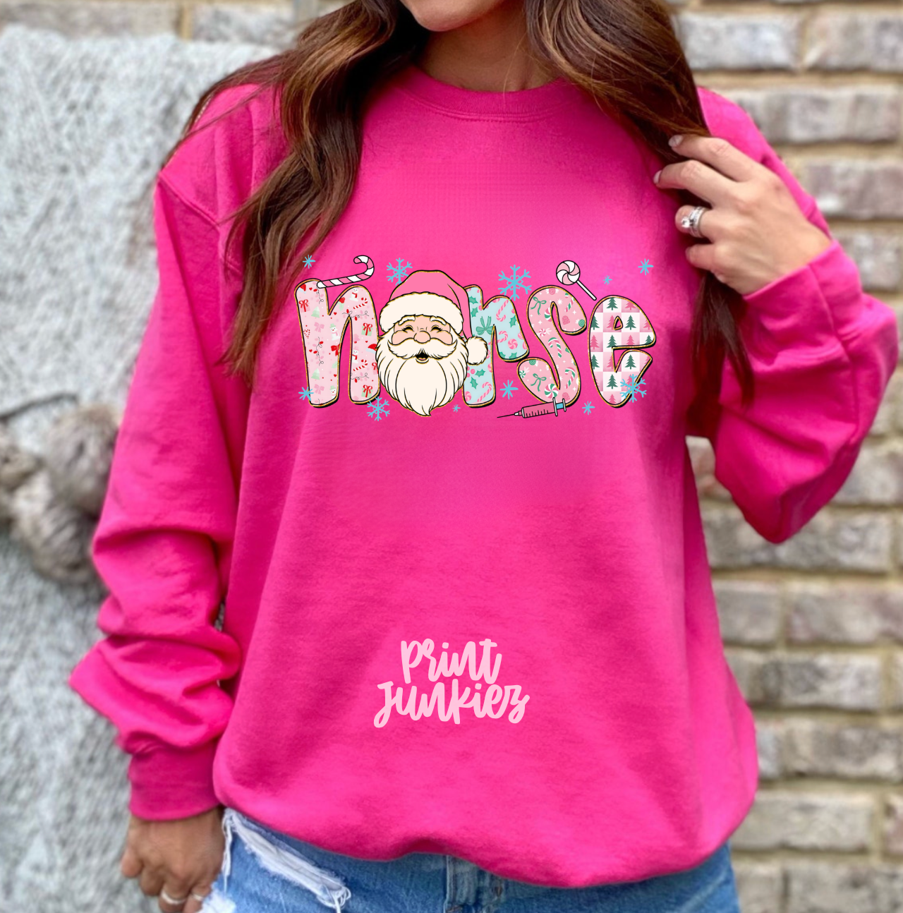 Nurse Pink Blue Preppy Christmas - DTF