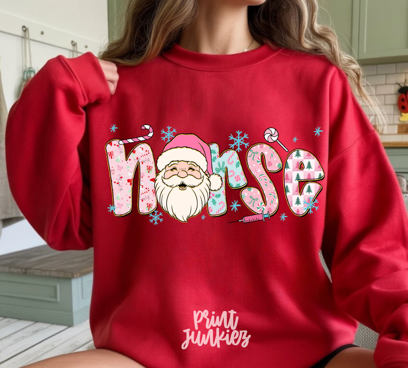 Nurse Pink Blue Preppy Christmas - DTF
