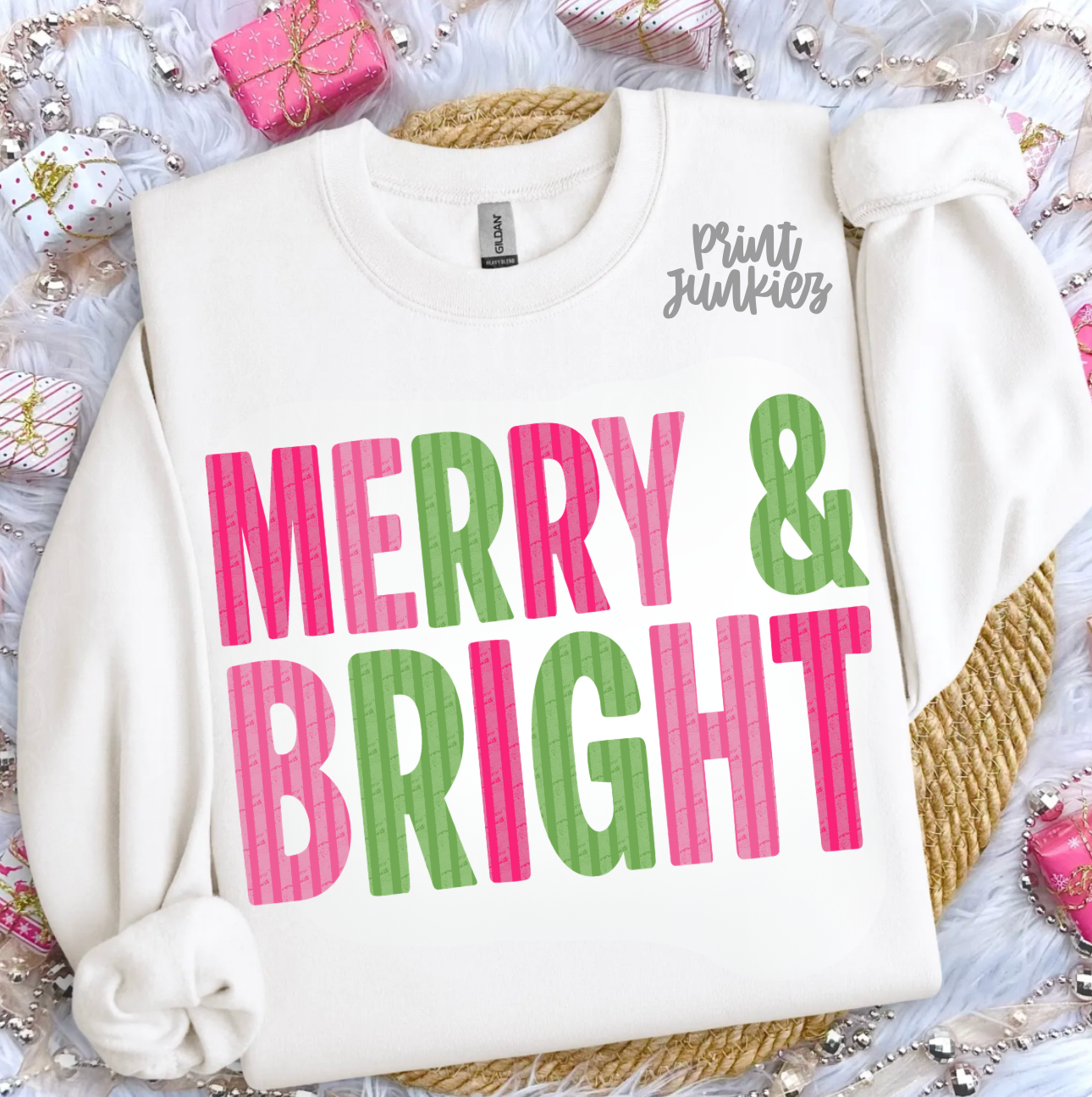 Merry & Bright Striped - DTF