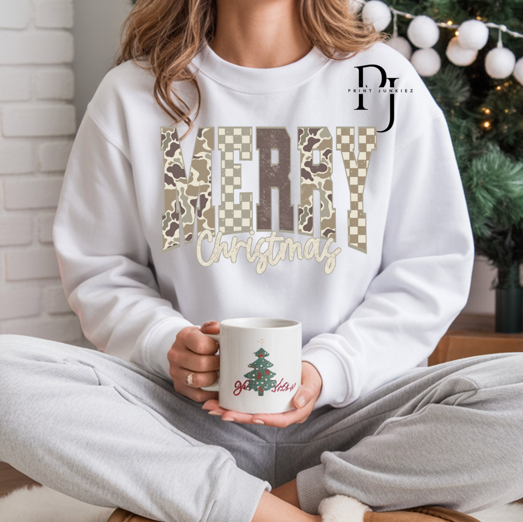 Merry Christmas Camo Distressed - DTF