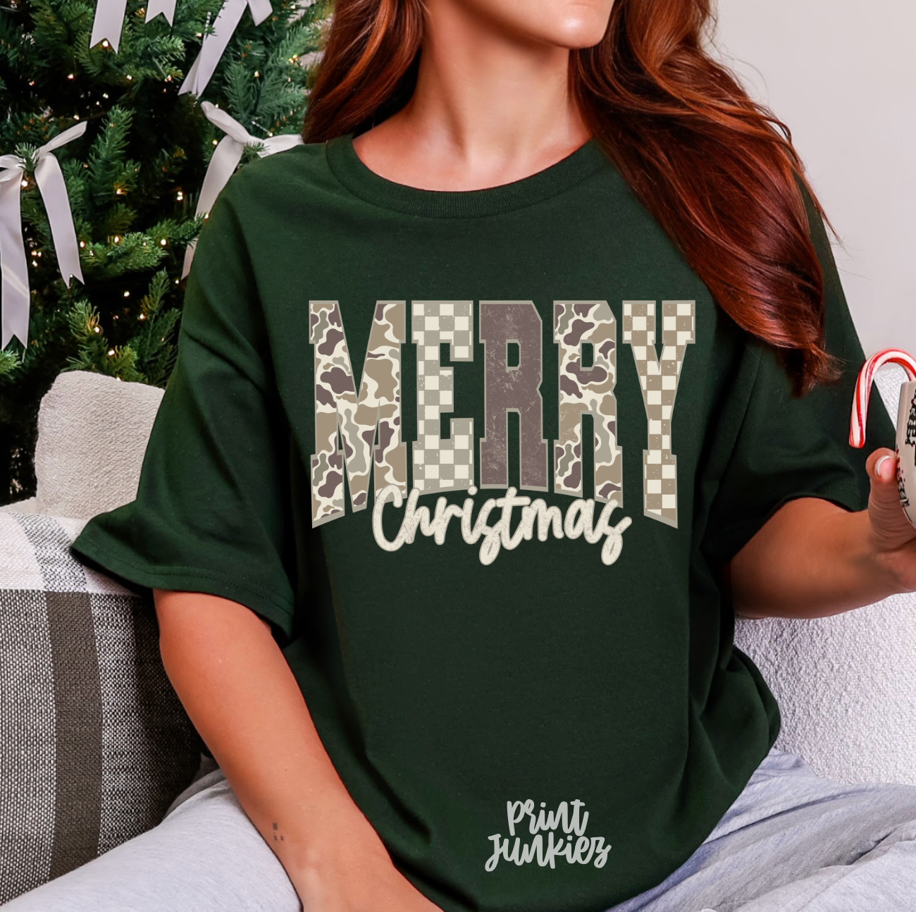 Merry Christmas Camo Distressed - DTF