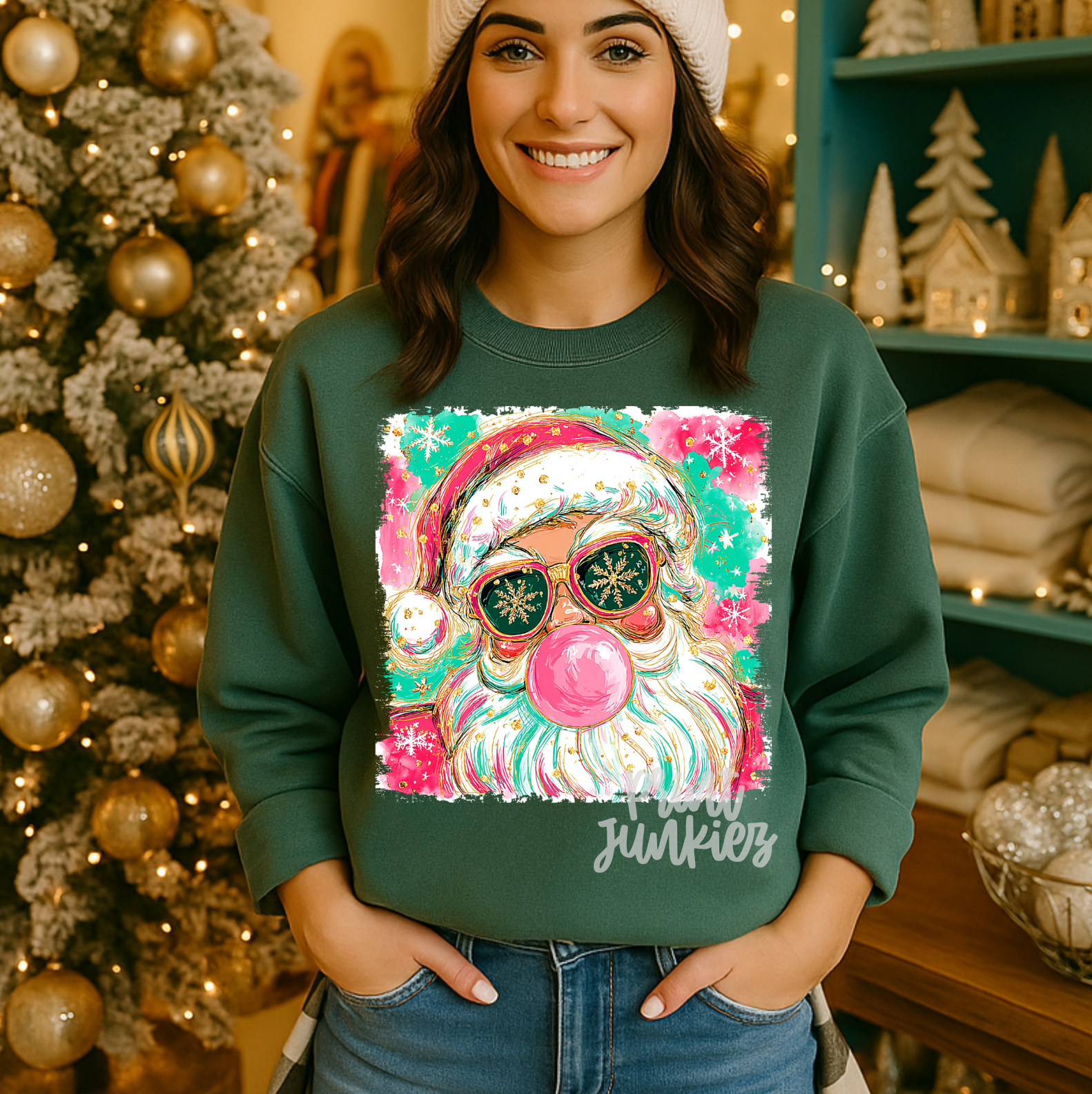Preppy Painted Santa Blowing Bubble - DTF