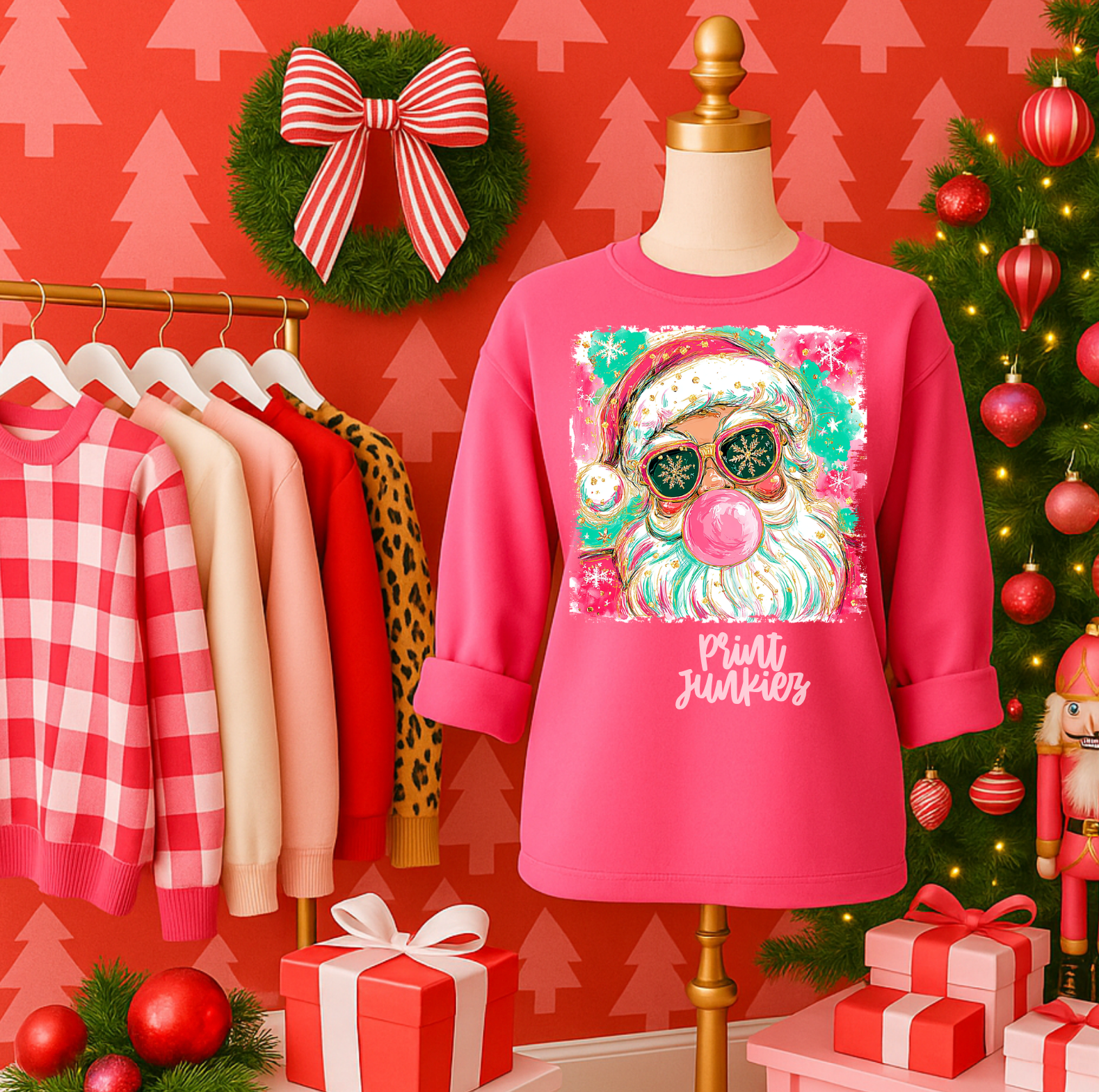 Preppy Painted Santa Blowing Bubble - DTF