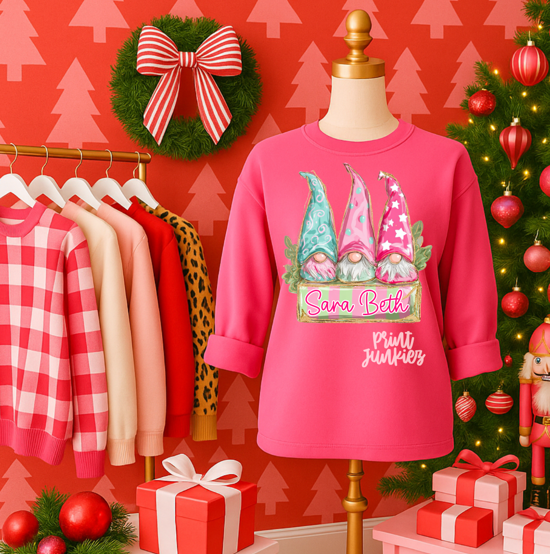 Pink & Blue Whimsical Gnomes - DTF