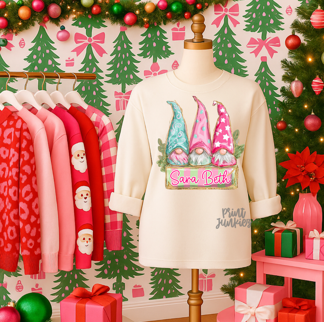 Pink & Blue Whimsical Gnomes - DTF