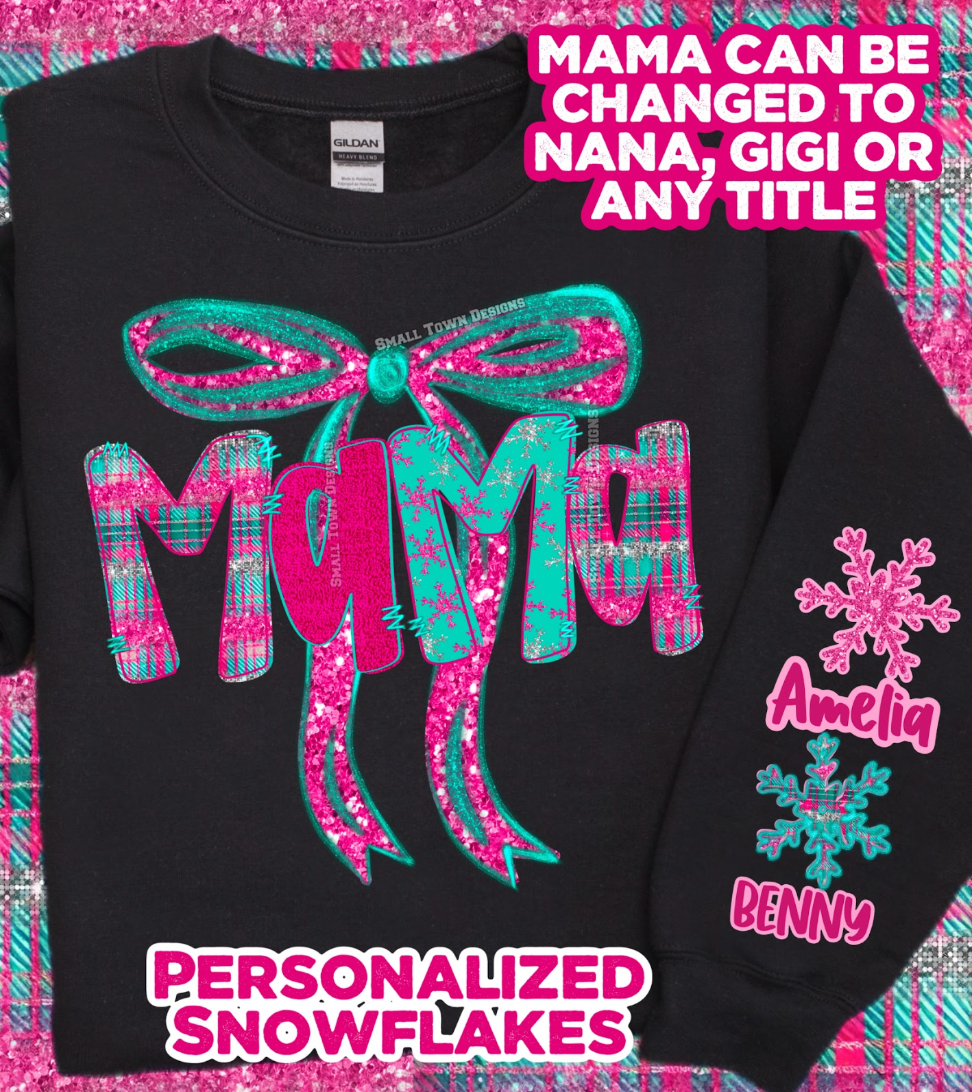 Winter Pink Teal Alpha - CUSTOM - DTF