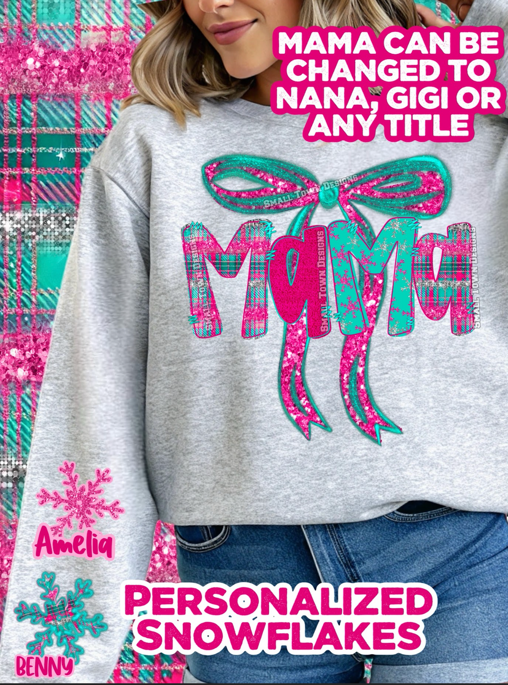 Winter Pink Teal Alpha - CUSTOM - DTF