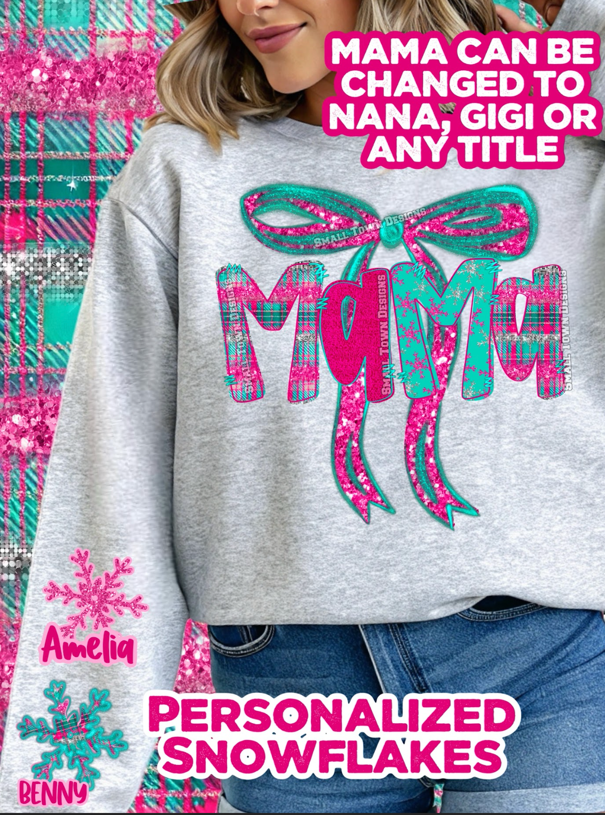 Winter Pink Teal Alpha - CUSTOM - DTF