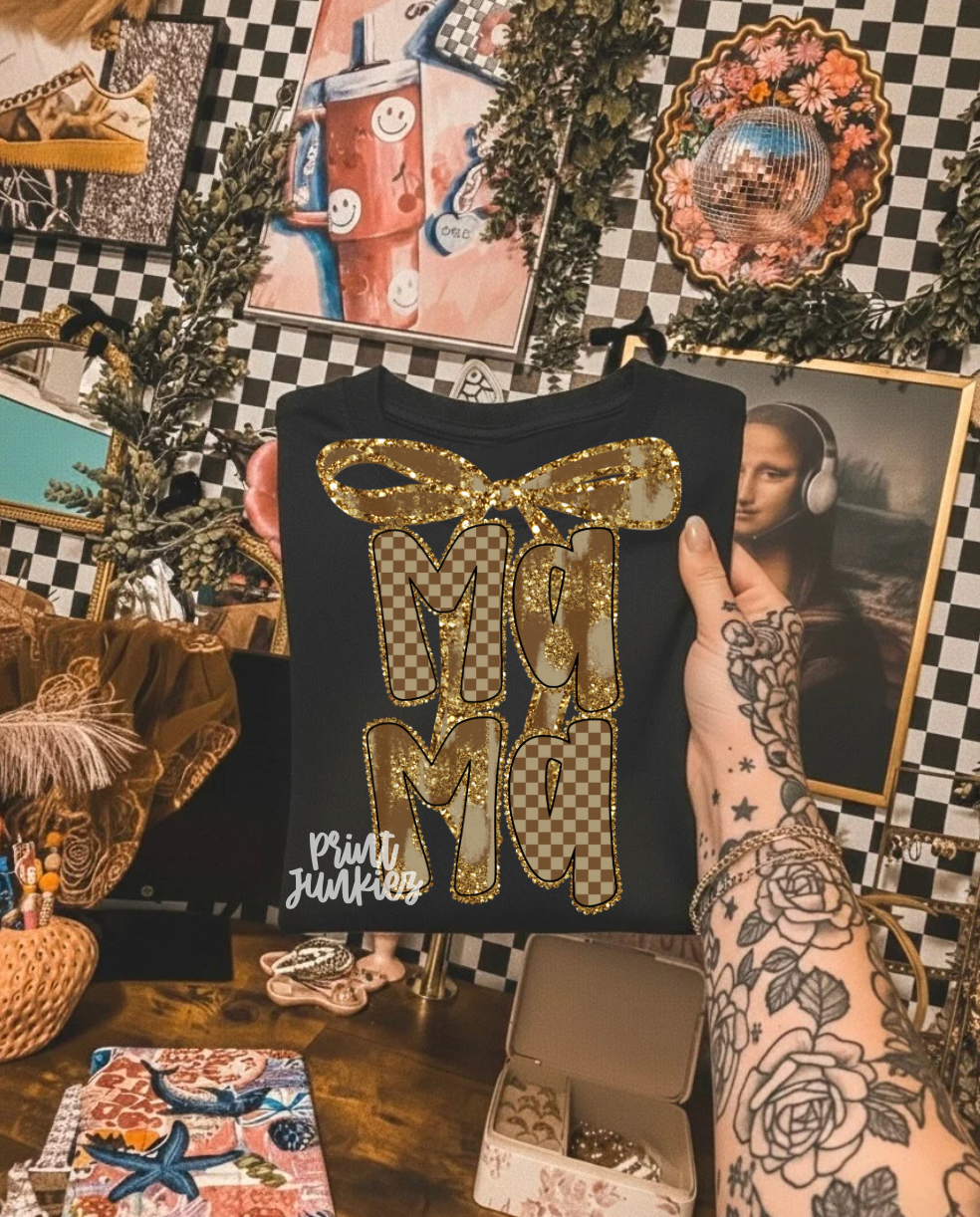 Gold Brown Checkered Alpha - CUSTOM - DTF