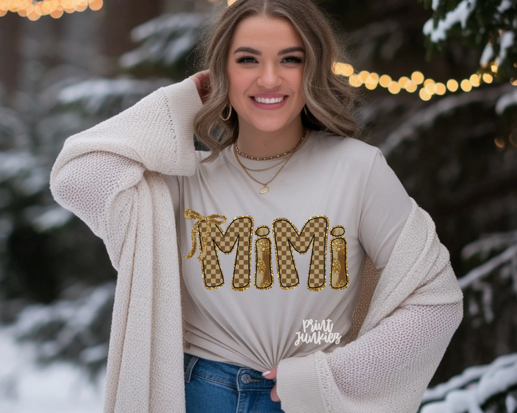 Gold Brown Checkered Alpha - CUSTOM - DTF