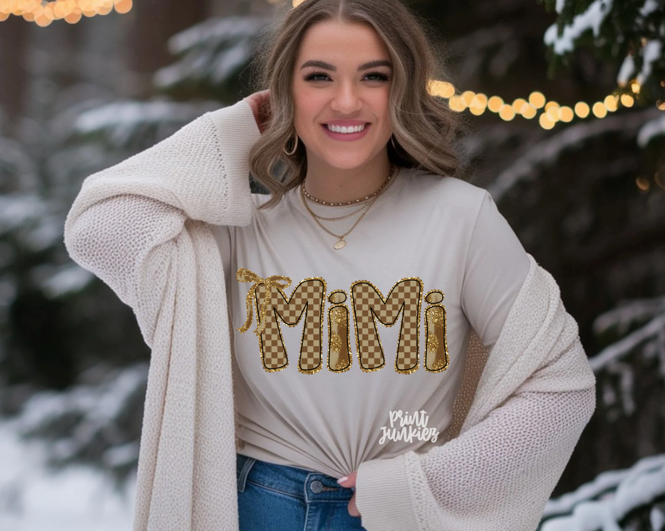 Gold Brown Checkered Alpha - CUSTOM - DTF