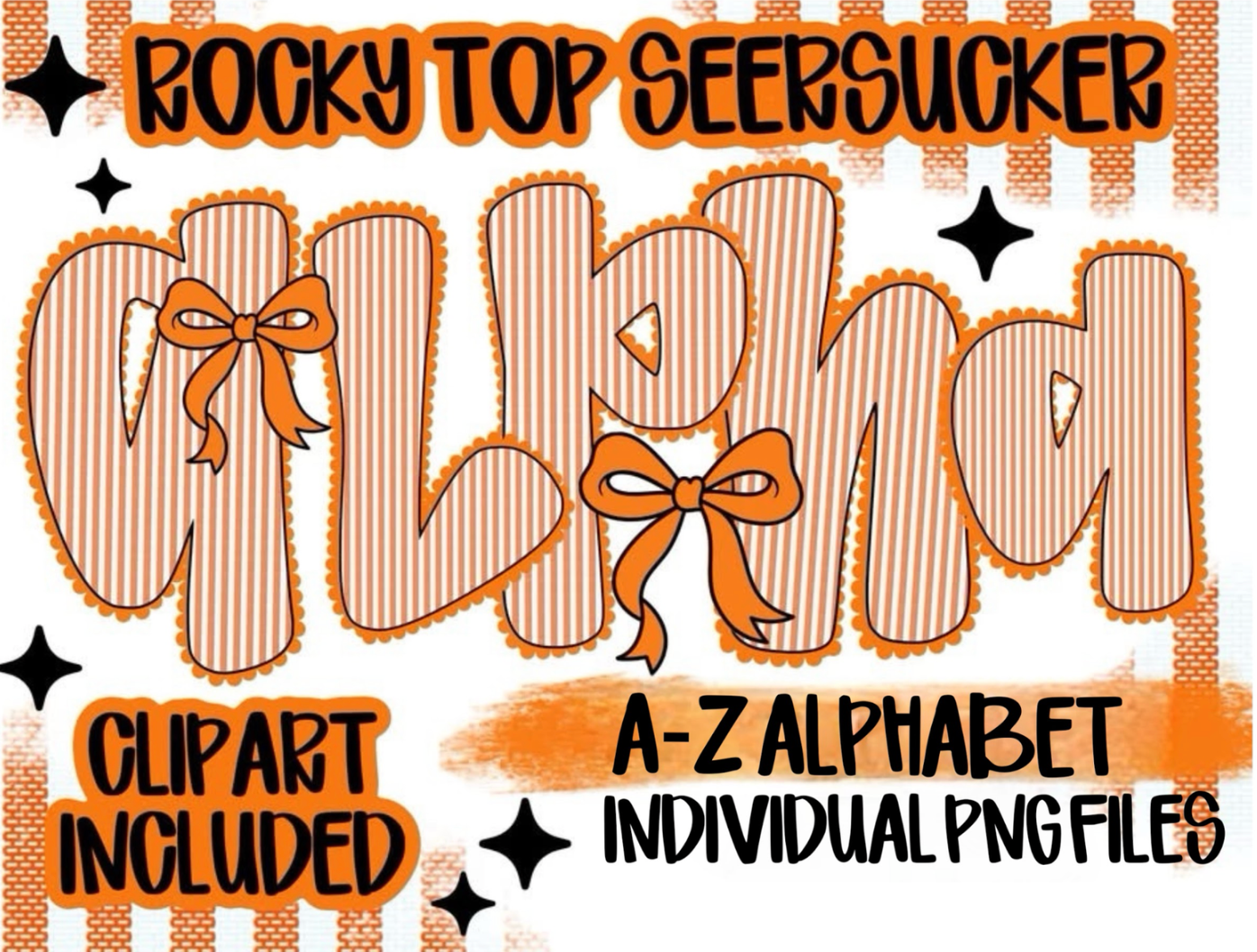 Rocky Top Orange Seersucker - CUSTOM - DTF