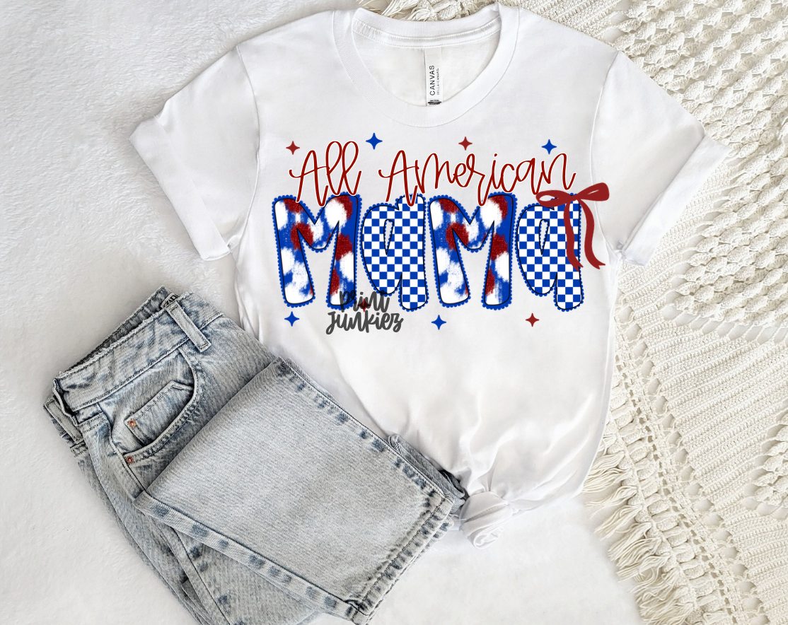 Red & Blue Checkered Brushstroke - CUSTOM - DTF