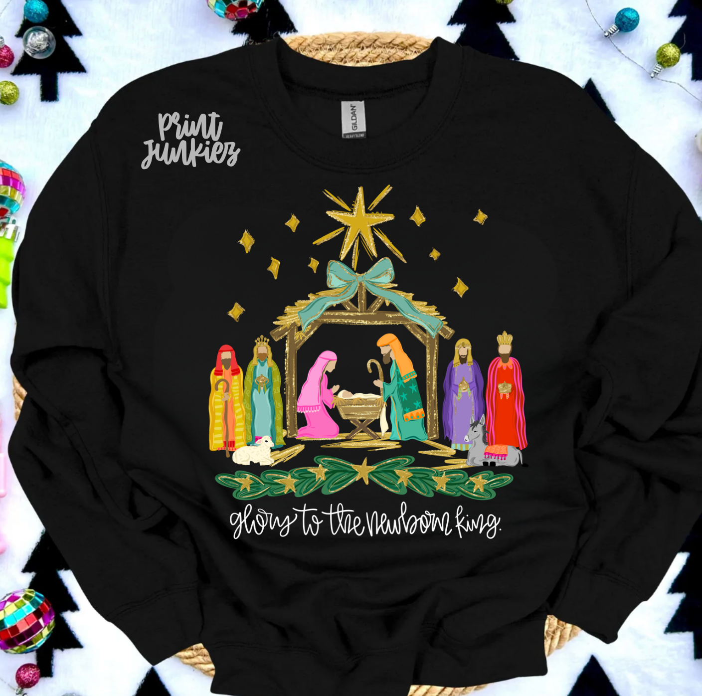 Glory to the Newborn King Manger Scene - DTF