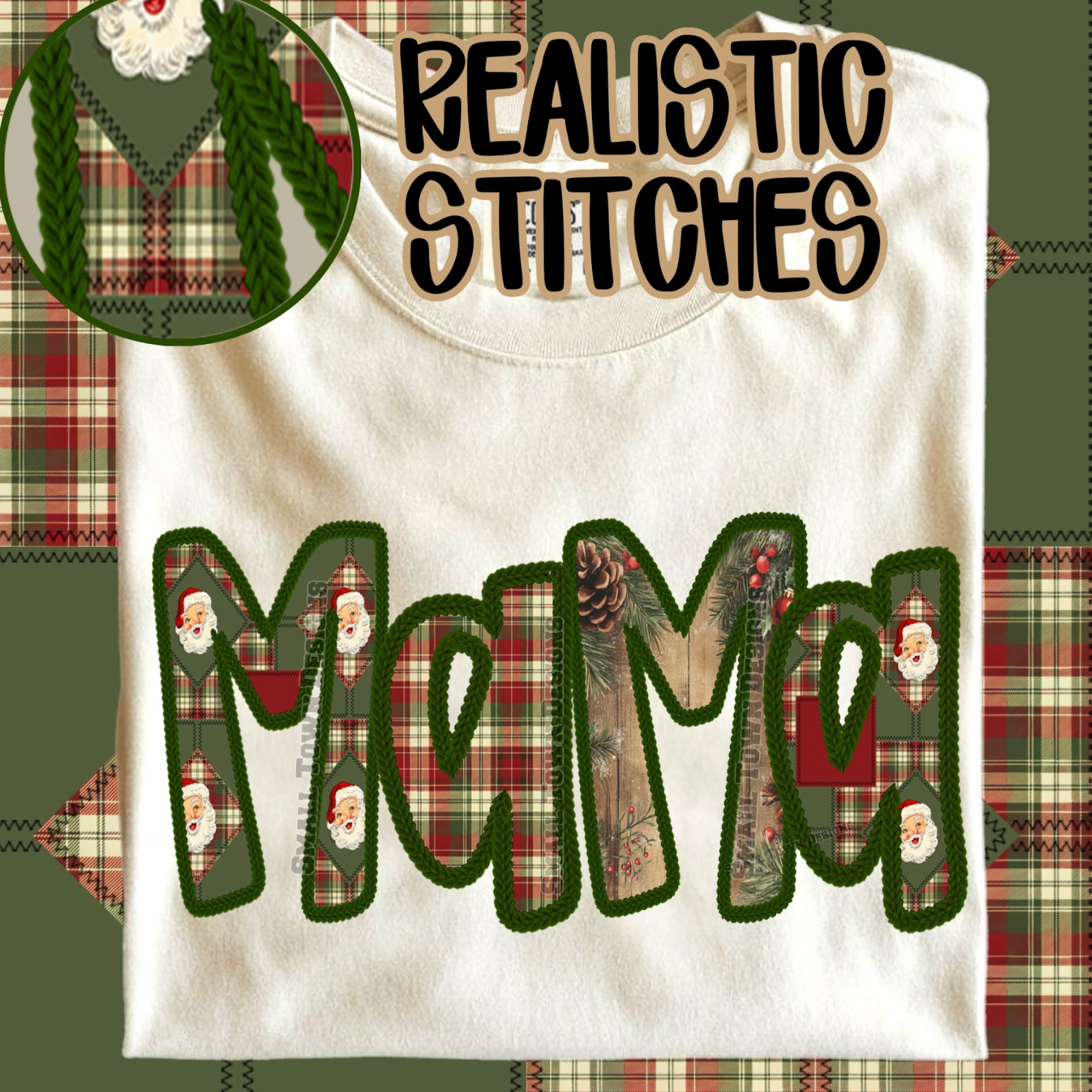 Stitched Santa Quilt - CUSTOM - DTF