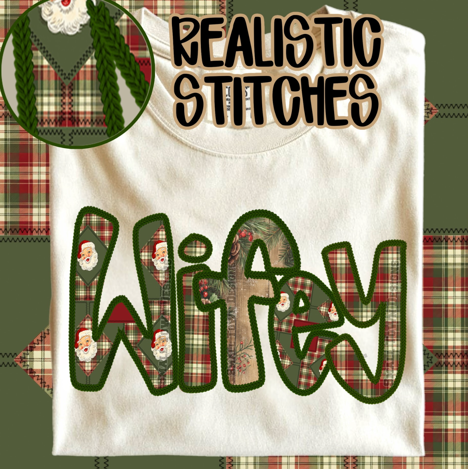 Stitched Santa Quilt - CUSTOM - DTF