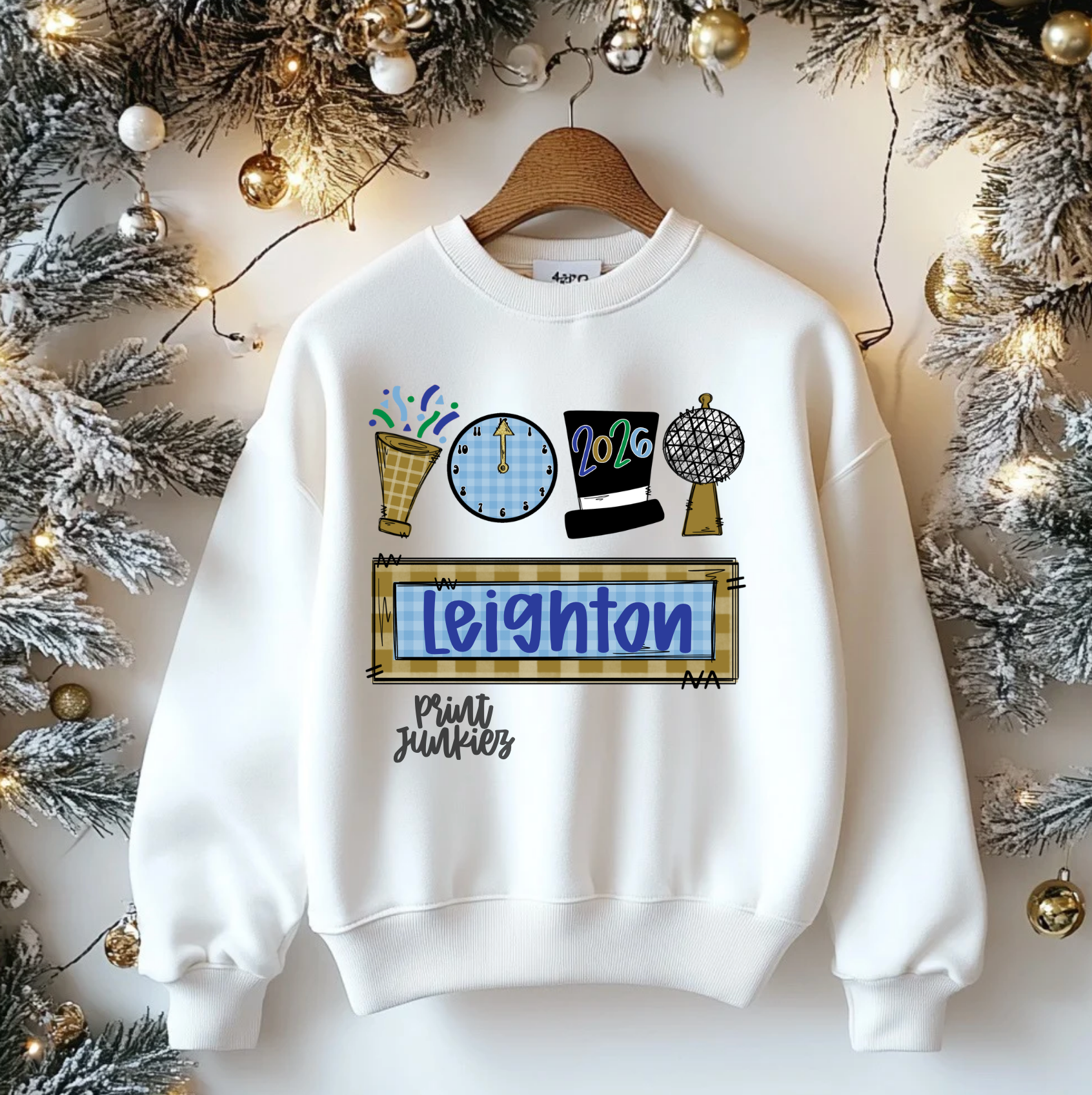 New Year Name Tag 2026 Blue - CUSTOM - DTF