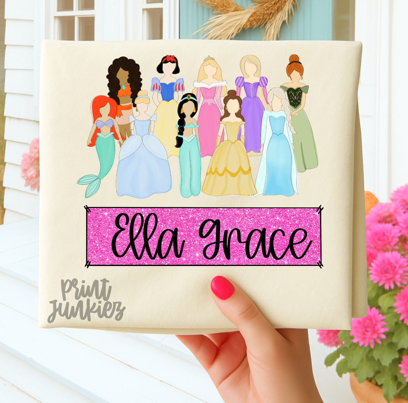 Princesses Glitter Name Tag - CUSTOM - DTF