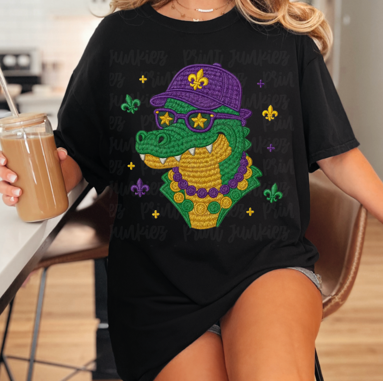 Alligator Mardi Gras Faux Coquette - DTF