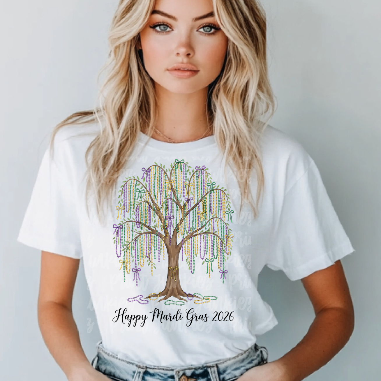 Mardi Gras Beaded Tree - DTF