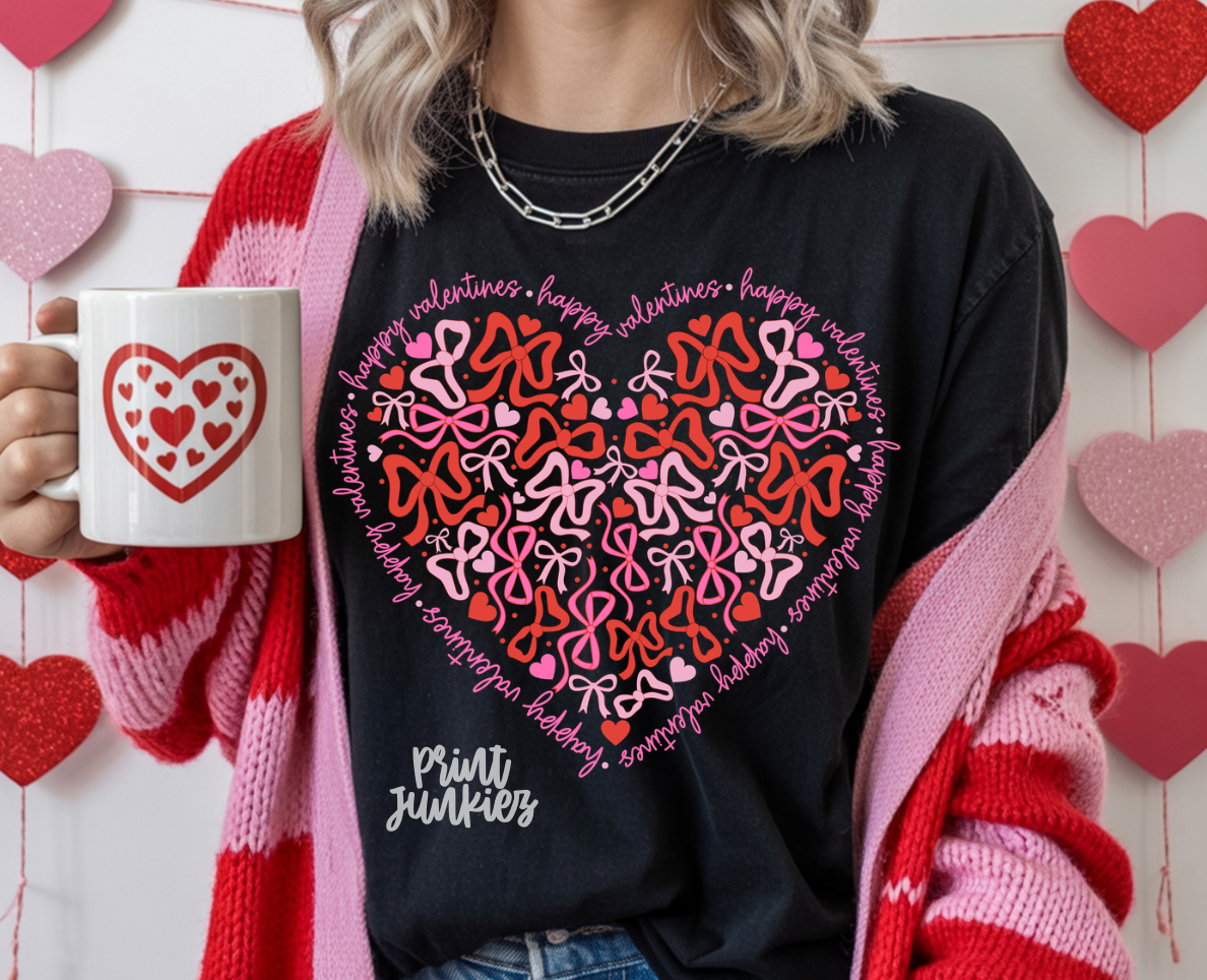 Happy Valentines Bow Heart - DTF
