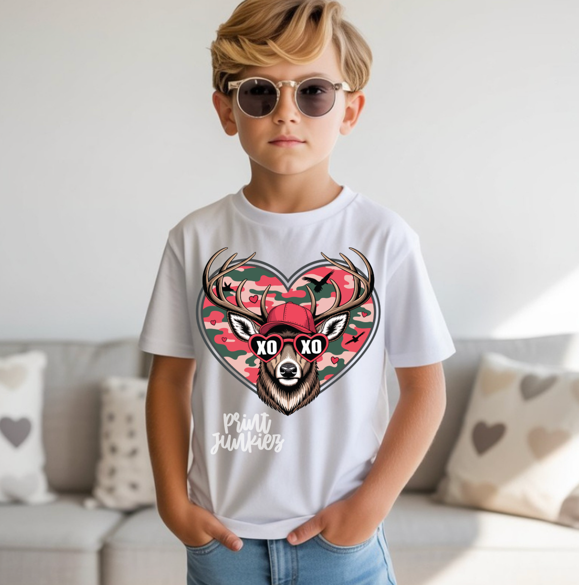 Valentine Camo Deer - DTF