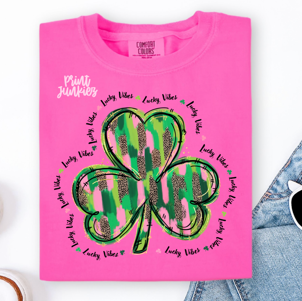 Lucky Vibes Brushstroke Shamrock - DTF