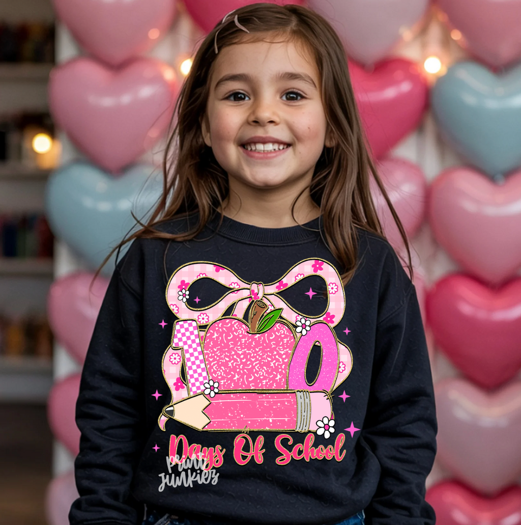 100 Days of School Pink Preppy Apple - DTF
