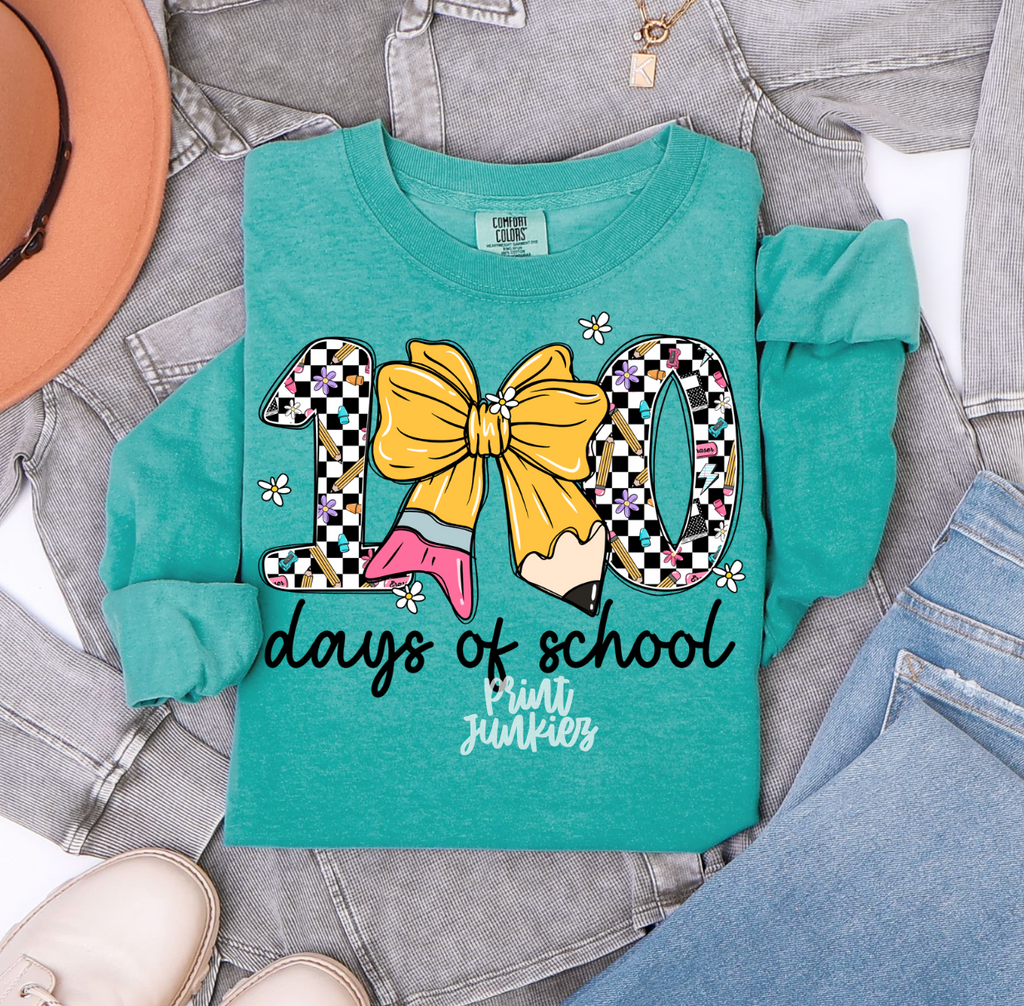 100 Days of School Checkered - DTF