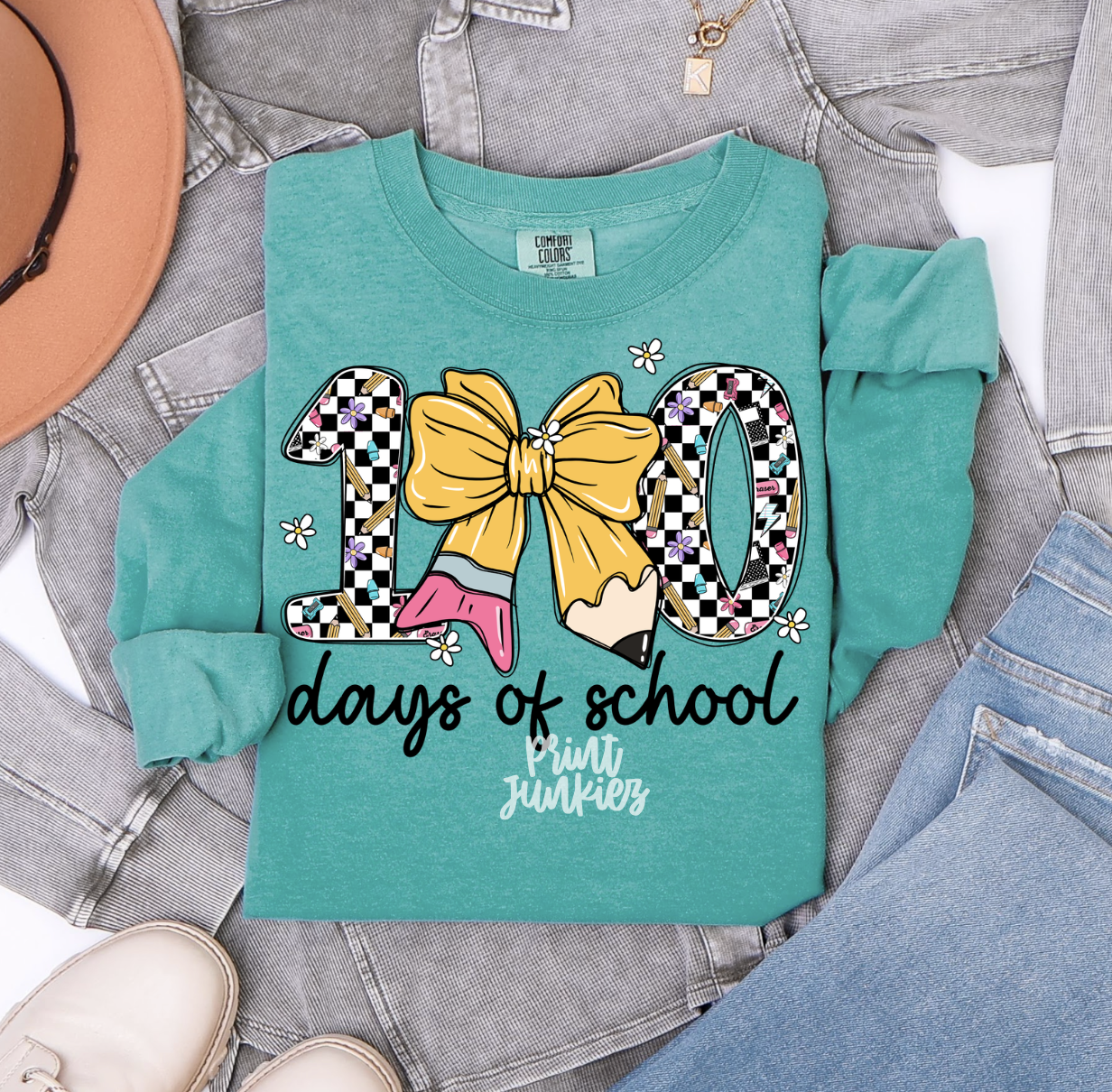 100 Days of School Checkered - DTF