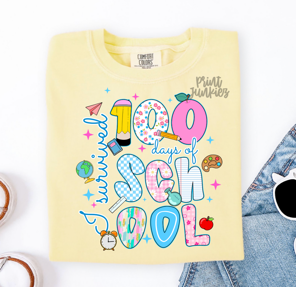 I Survived 100 Days of School Preppy - DTF