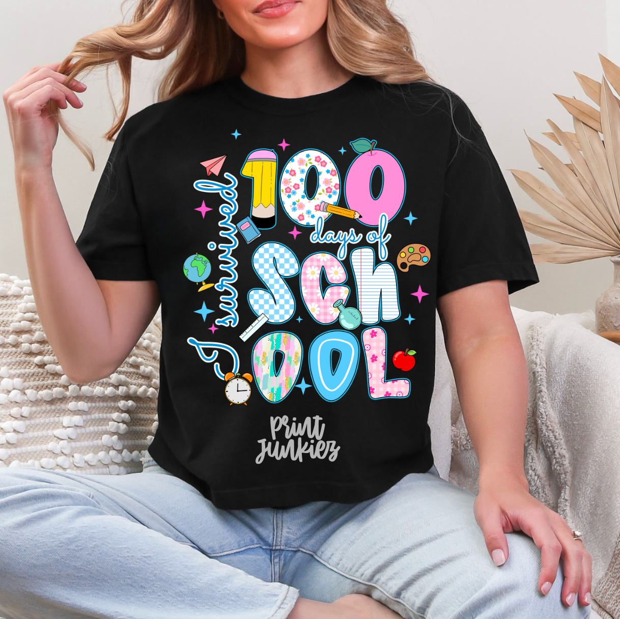 I Survived 100 Days of School Preppy - DTF