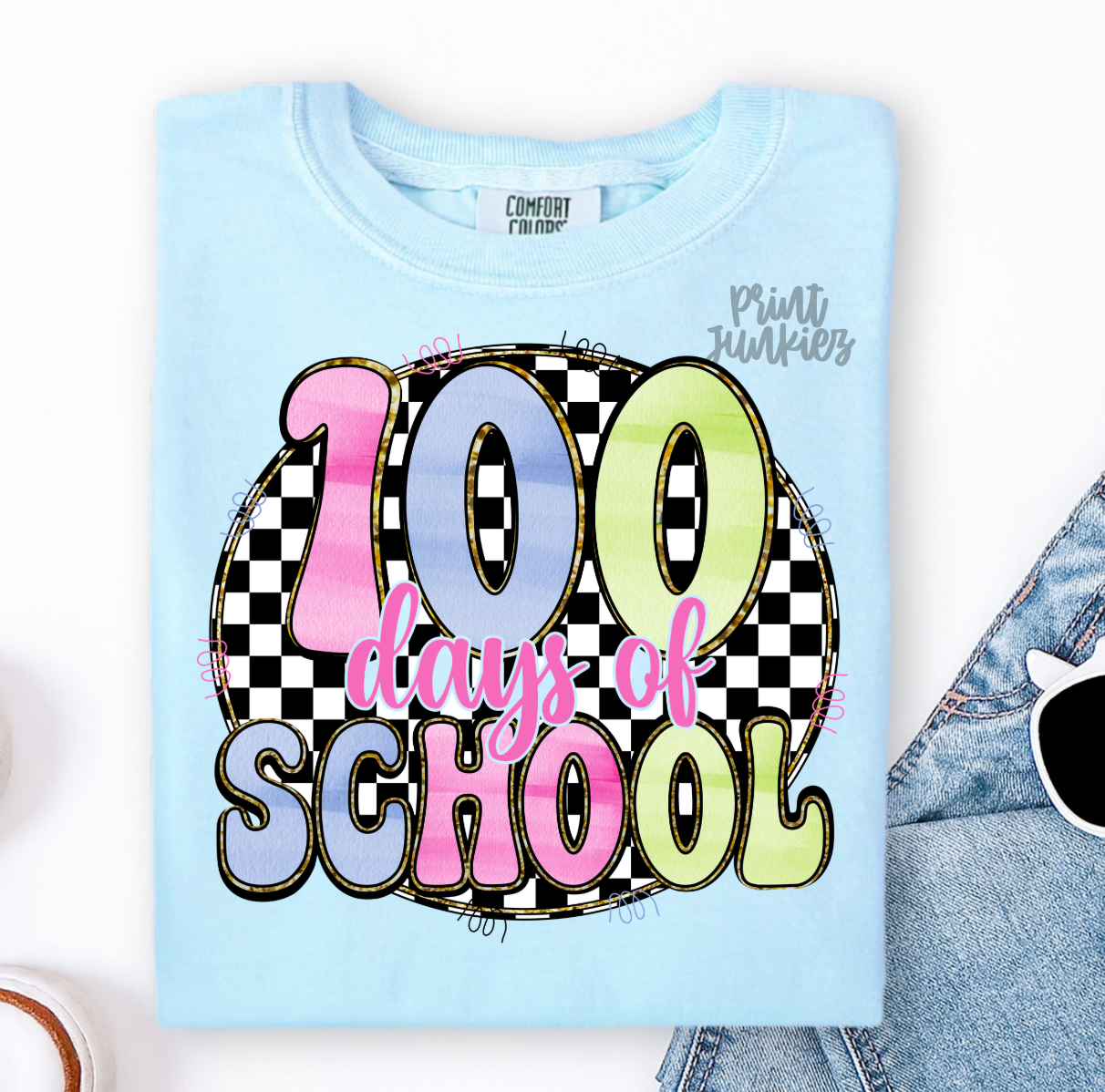 100 Days of School Checkered - DTF