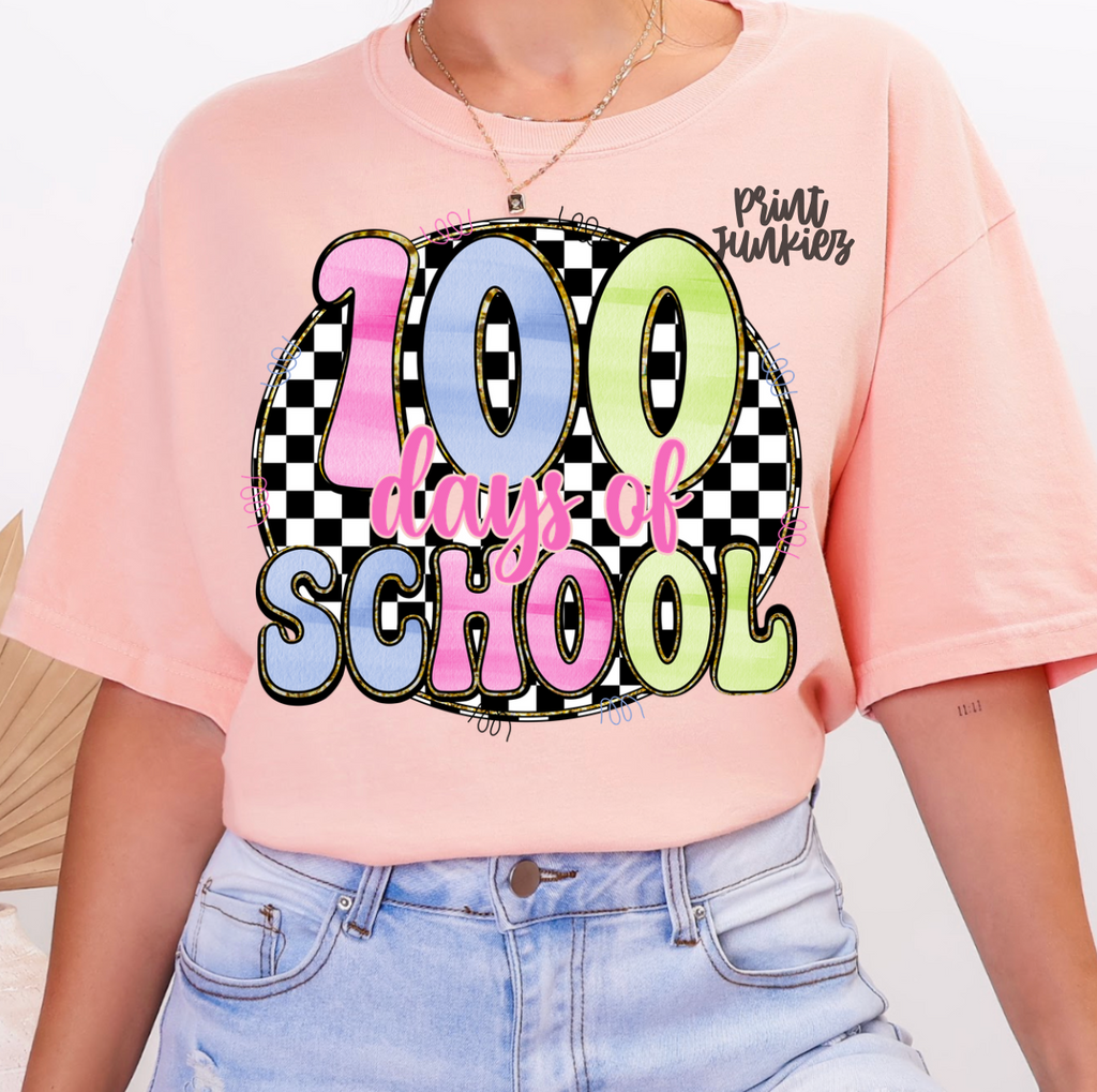 100 Days of School Checkered - DTF