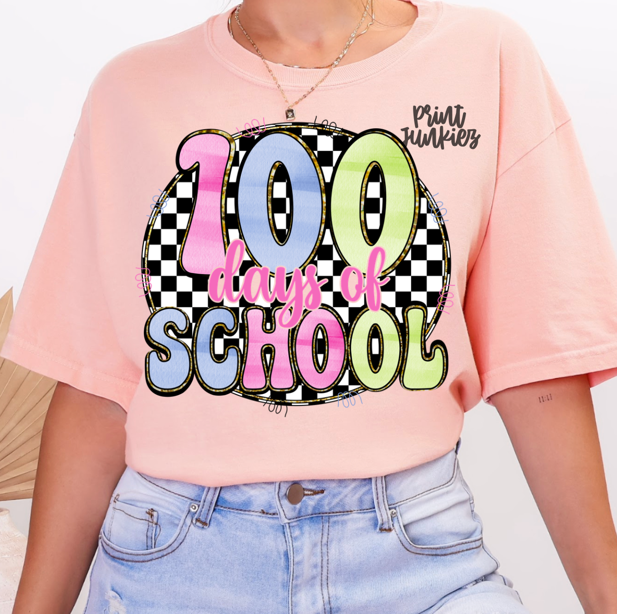 100 Days of School Checkered - DTF