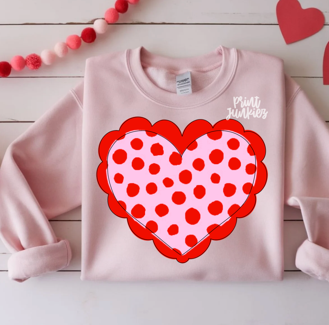 Scallop Polka Dot Heart - CUSTOM - DTF