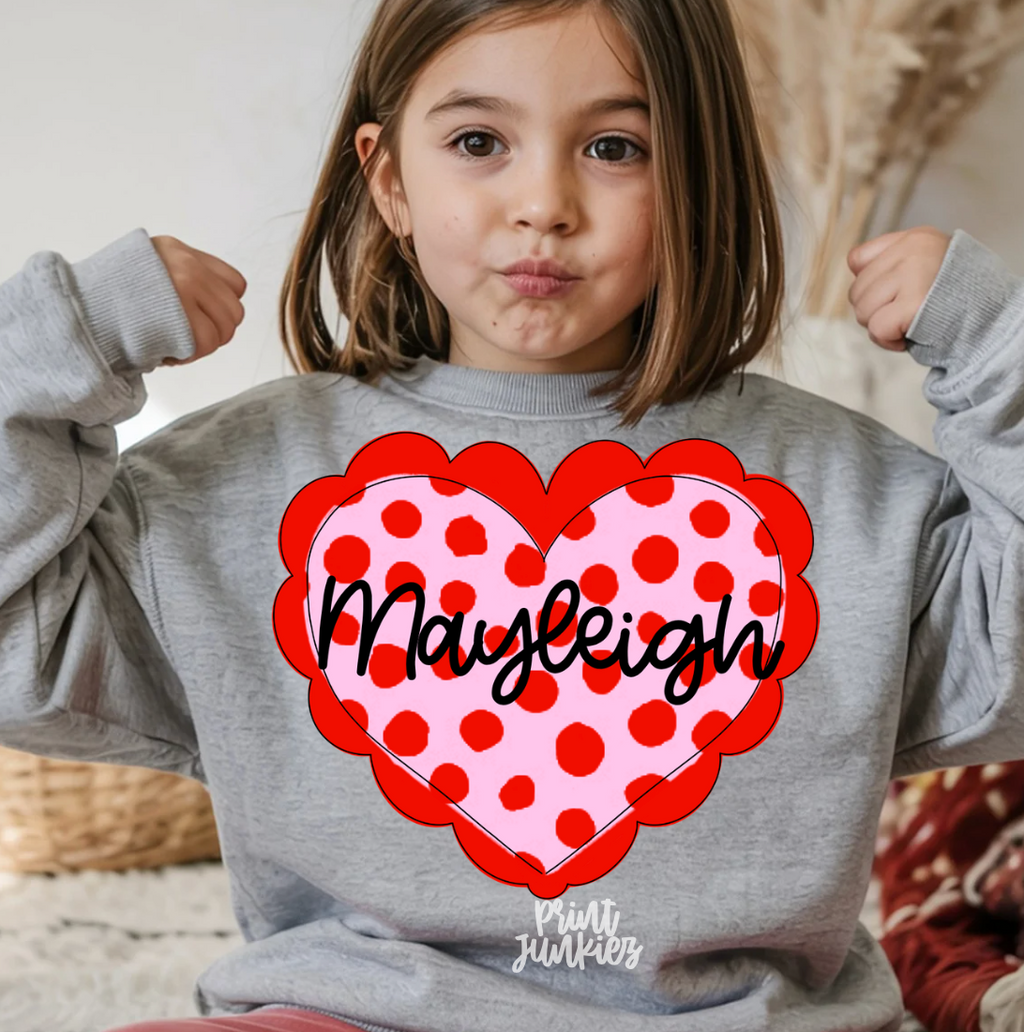 Scallop Polka Dot Heart - CUSTOM - DTF