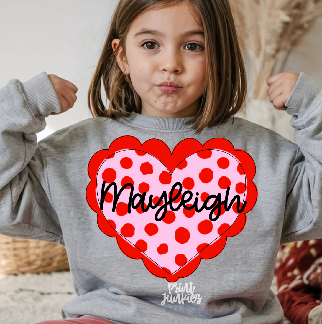 Scallop Polka Dot Heart - CUSTOM - DTF