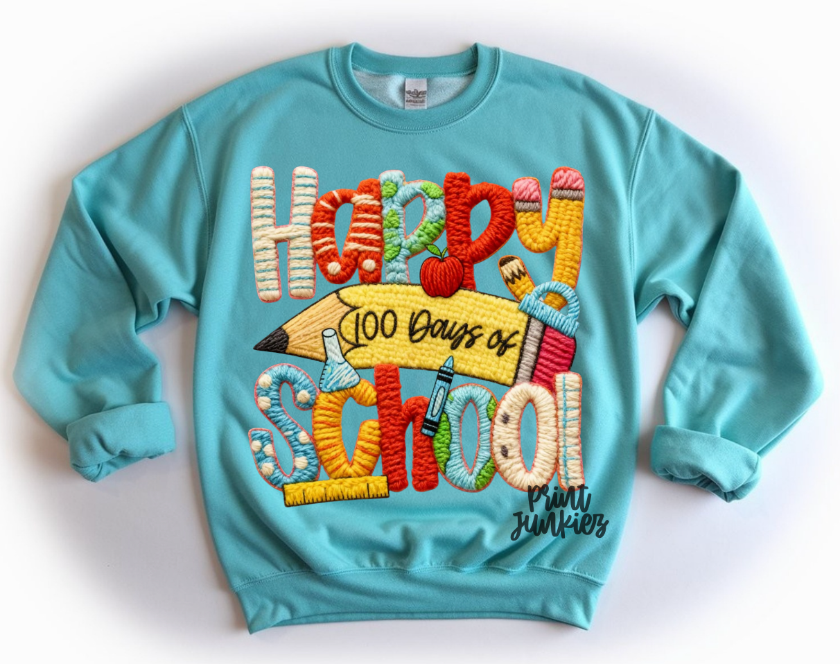 Happy 100 days of school faux crochet - DTF