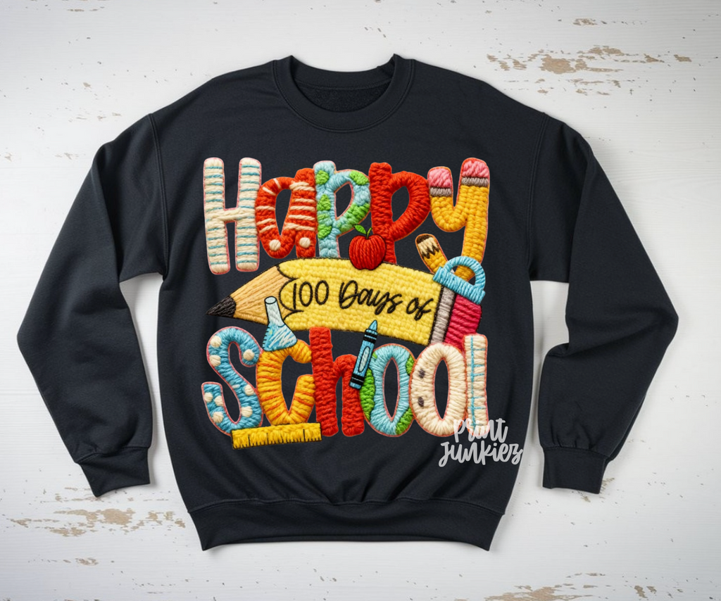 Happy 100 days of school faux crochet - DTF
