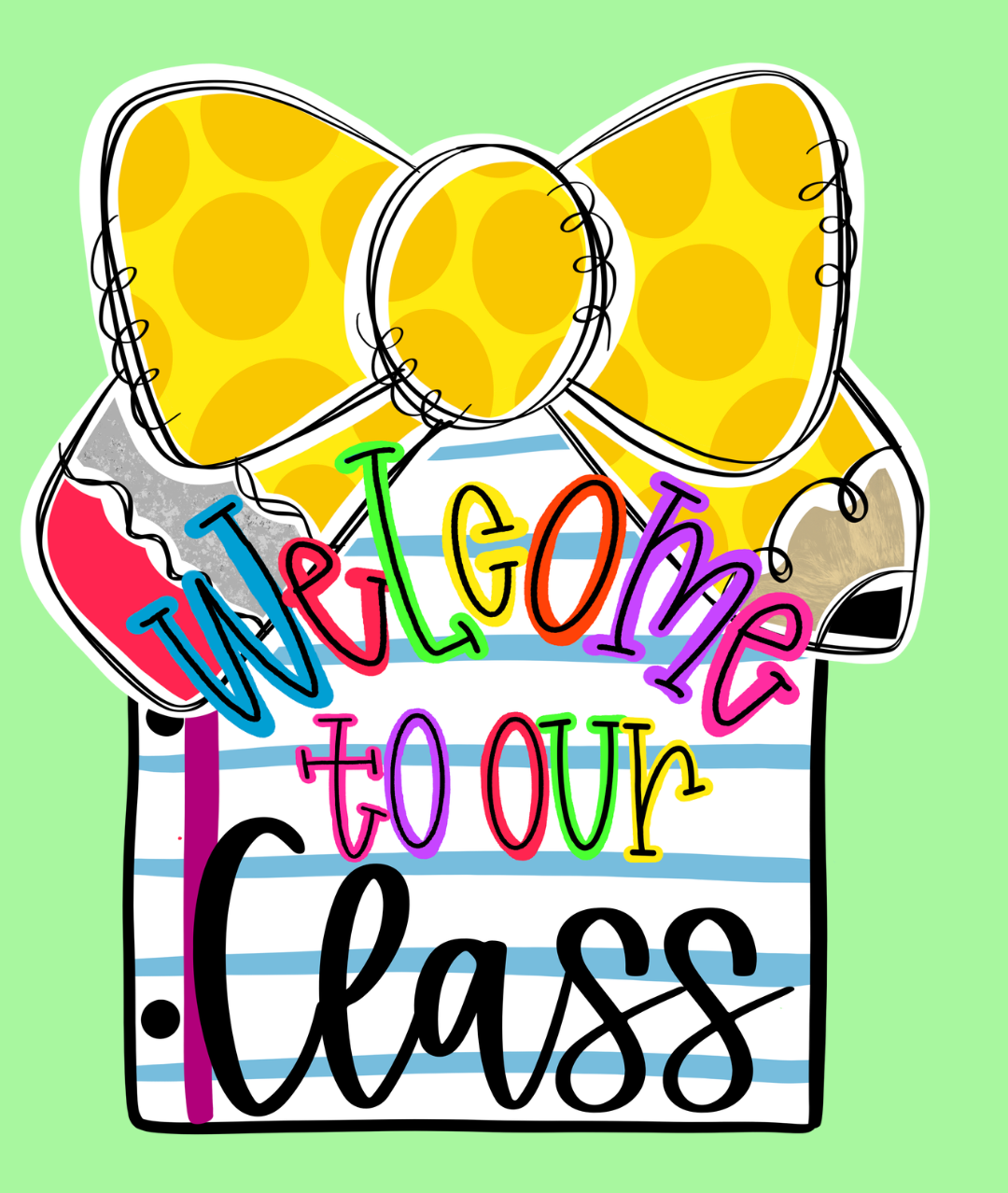 Pencil Bow Notebook Paper Door Hanger - CUSTOM