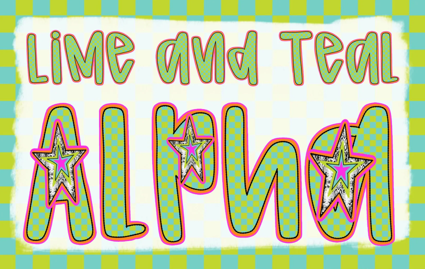 Lime and teal Alpha - CUSTOM - DTF