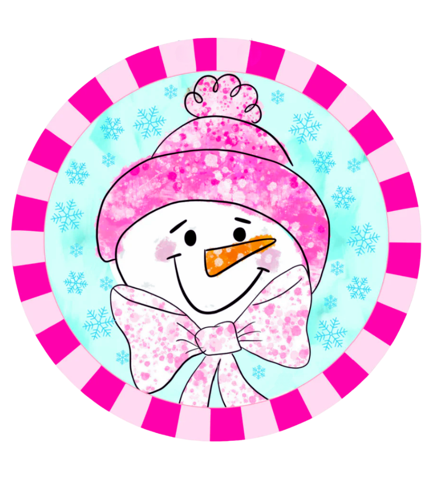 Pink Snowman Door Hanger