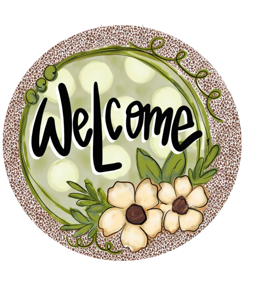 Floral Dotted Welcome Door Hanger