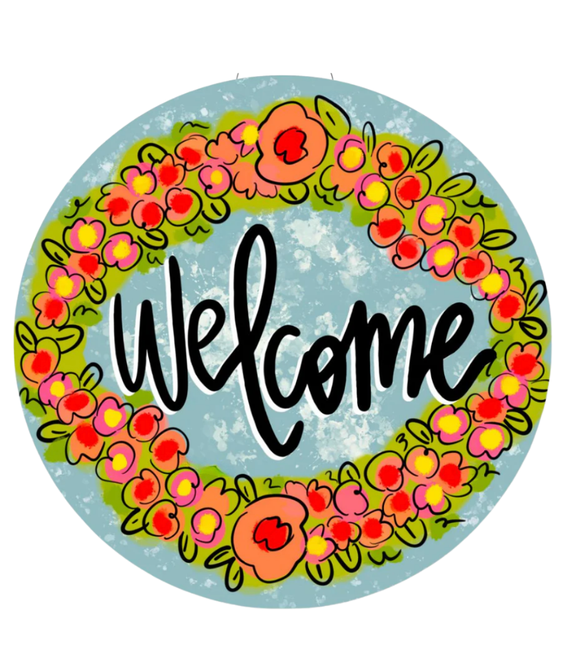 Welcome Floral Door Hanger