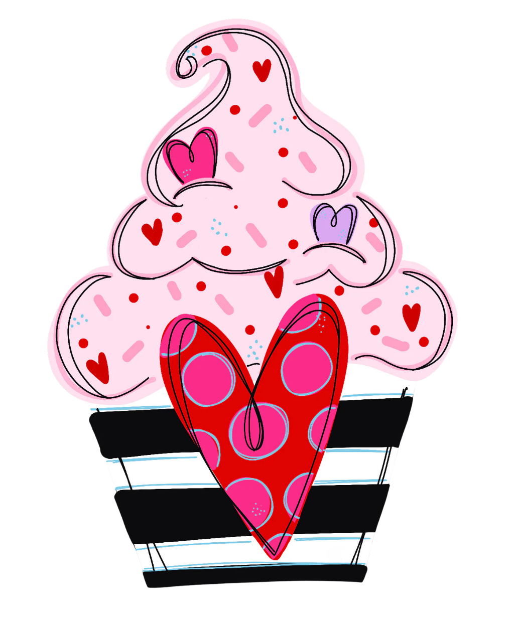 Heart Cupcake Door Hanger