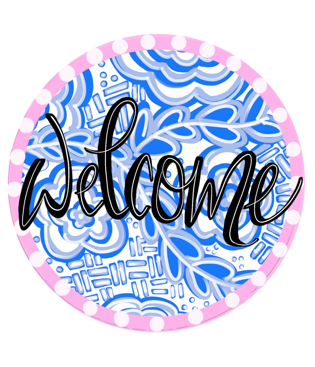 Floral Welcome Round Door Hanger